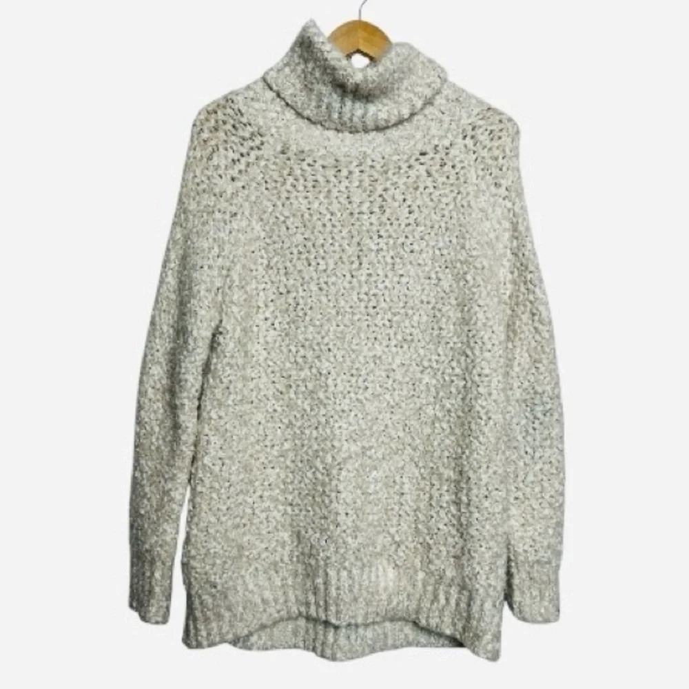 POL Cozy Knit Chunky Super Soft Turtleneck Sweater Cream Large
